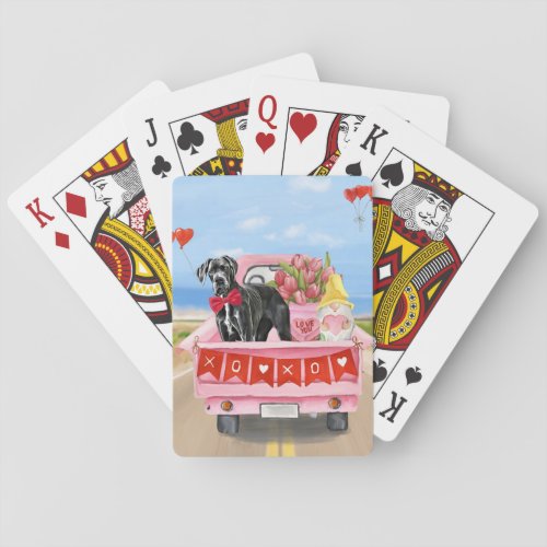 Great Dane Dog Valentines Day Truck Poker Cards