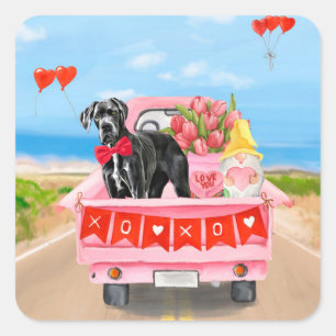 Great Dane Dog Valentine's Day Truck Square Sticker