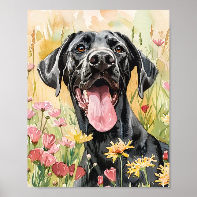 Great Dane Dog Wall Art Poster Watercolor Print (Front)