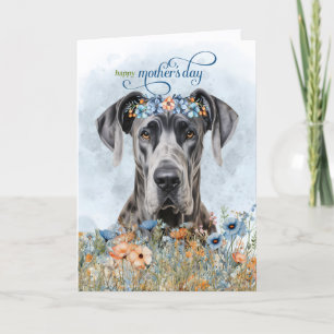 Great Dane Dog Wildflowers Mother's Day Holiday Card