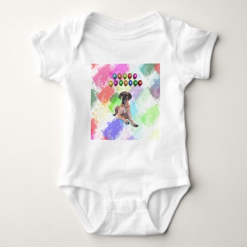 Great Dane Dog Wishing Happy New Year Baby Bodysuit