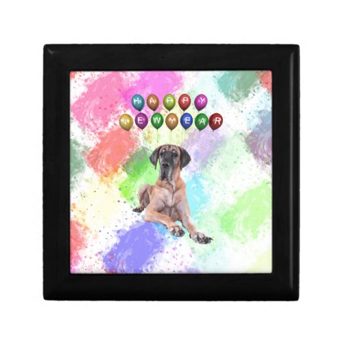 Great Dane Dog Wishing Happy New Year Gift Box