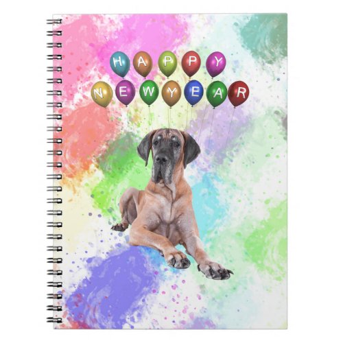 Great Dane Dog Wishing Happy New Year Notebook