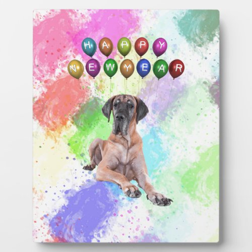 Great Dane Dog Wishing Happy New Year Plaque