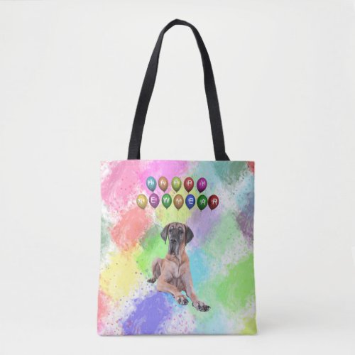 Great Dane Dog Wishing Happy New Year Tote Bag