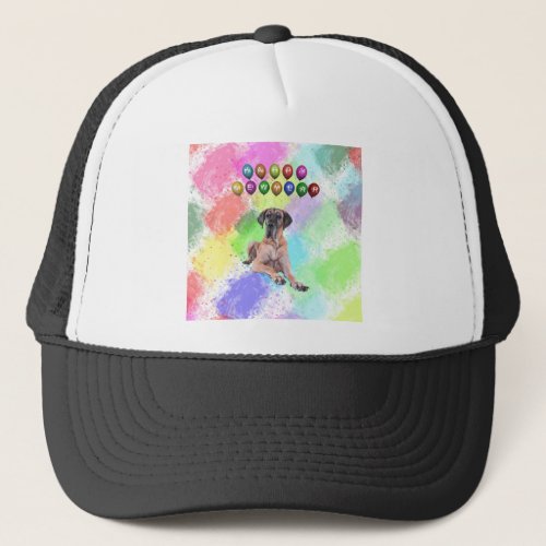 Great Dane Dog Wishing Happy New Year Trucker Hat