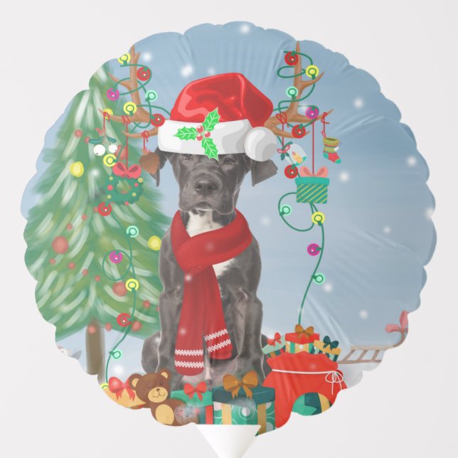 Great Dane dog with Christmas gifts   Balloon (Front)