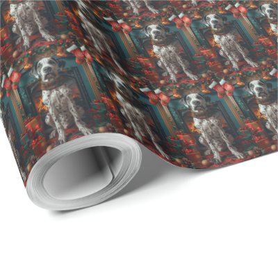 Great Dane Dog With Christmas Gifts Fireplace Wrapping Paper