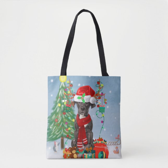 Great Dane dog with Christmas gifts   Tote Bag (Front)