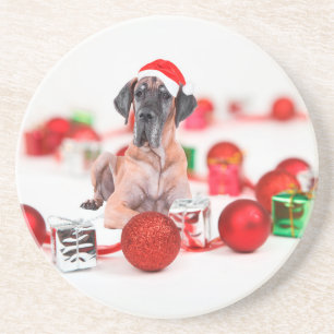 Great Dane Dog with Christmas Ornaments Gifts Coaster