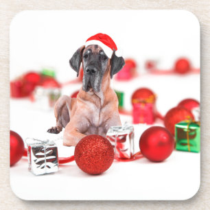 Great Dane Dog with Christmas Ornaments Gifts Drink Coaster