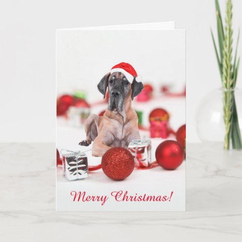 Great Dane Dog with Christmas Ornaments Gifts Holiday Card