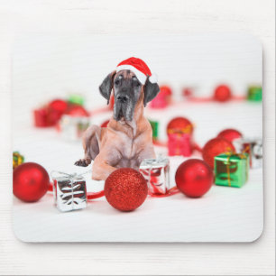Great Dane Dog with Christmas Ornaments Gifts Mouse Pad