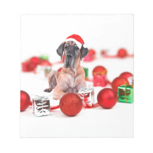 Great Dane Dog with Christmas Ornaments Gifts Notepad
