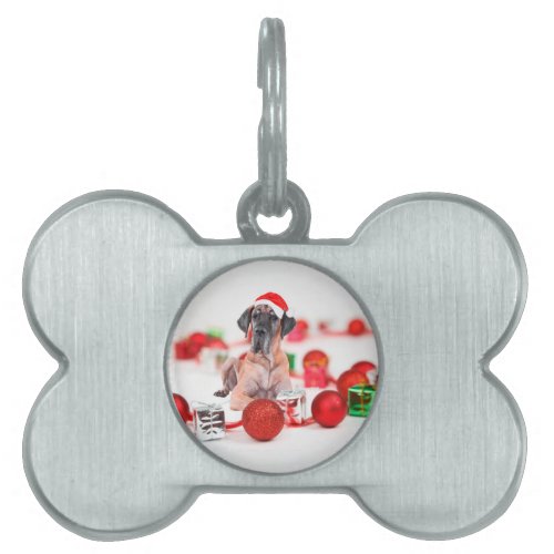 Great Dane Dog with Christmas Ornaments Gifts Pet Tag