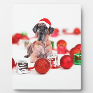 Great Dane Dog with Christmas Ornaments Gifts Plaque