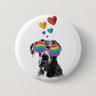 Great Dane Dog with Hearts Valentine's Day Button
