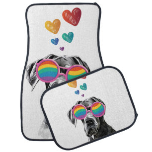 Great Dane Dog with Hearts Valentine's Day Car Floor Mat