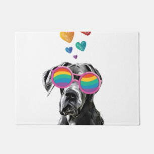 Great Dane Dog with Hearts Valentine's Day  Doormat