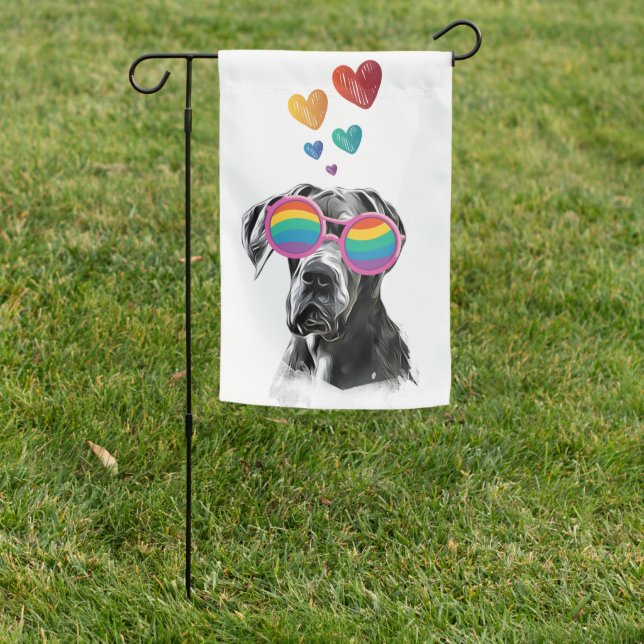 Great Dane Dog with Hearts Valentine's Day  Garden Flag (In SItu)