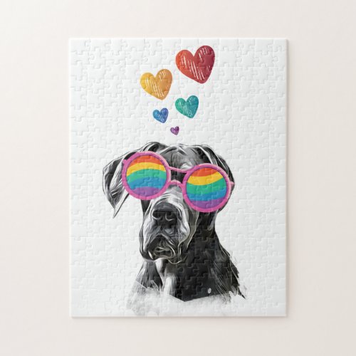 Great Dane Dog with Hearts Valentines Day  Jigsaw Puzzle
