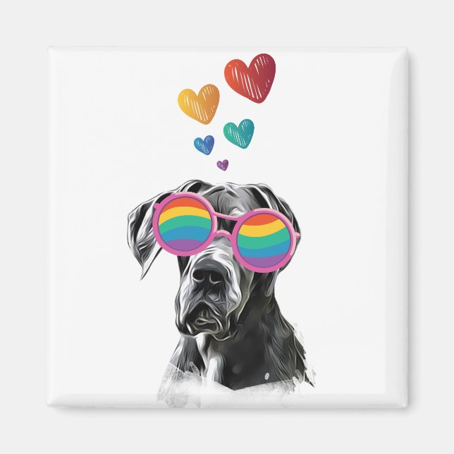 Great Dane Dog with Hearts Valentine's Day  Magnet (Front)