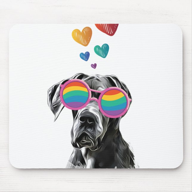 Great Dane Dog with Hearts Valentine's Day Mouse Pad (Front)