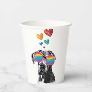 Great Dane Dog with Hearts Valentine's Day Paper Cups