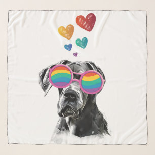 Great Dane Dog with Hearts Valentine's Day Scarf