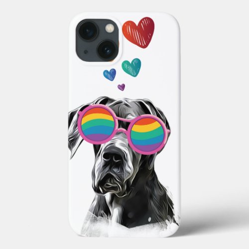 Great Dane Dog with Hearts Valentines Day Throw iPhone 13 Case