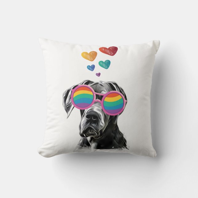 Great Dane Dog with Hearts Valentine's Day Throw Pillow (Front)