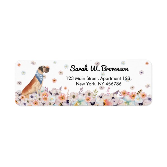 Great Dane Dog with scarf Label
