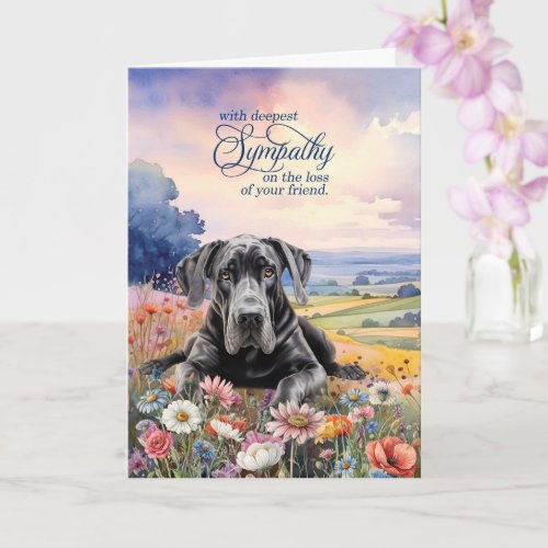 Great Dane Dog with Wildflowers Pet Sympathy