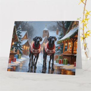 Great Dane Dogs Christmas Snow Holiday Card