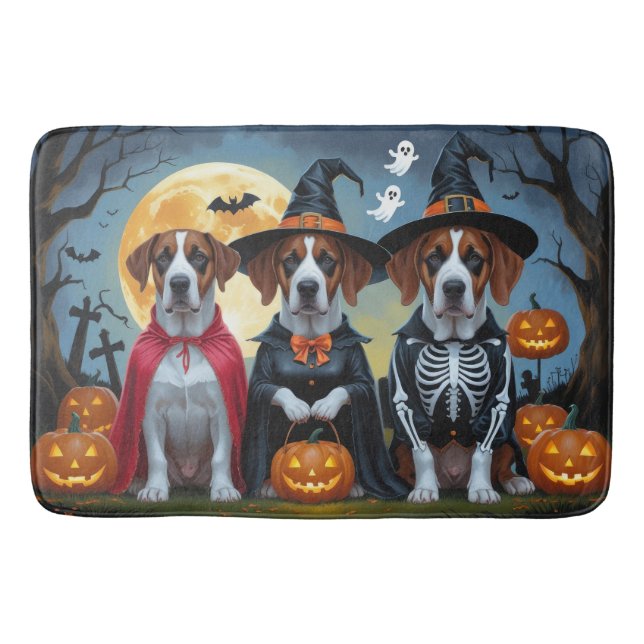 Great Dane Dogs Pumpkin Halloween Funny Bath Mat (Front)