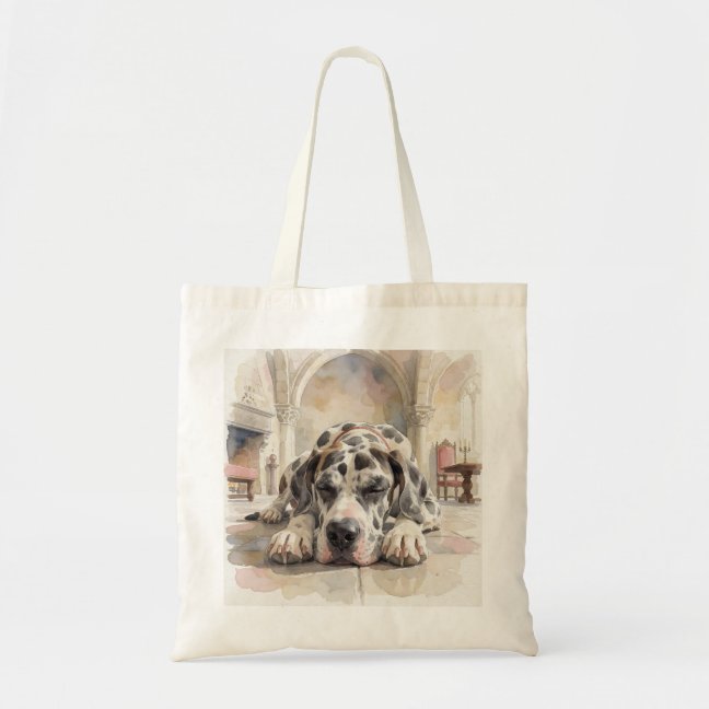 Great Dane Dozing In The Castle Great Hall Tote Ba Bag