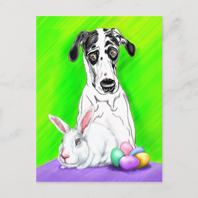 Great Dane Easter RABBITS?! Holiday Postcard (Front)