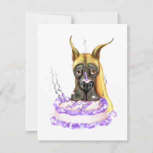 Great Dane Fawn Birthday Cake Invitation