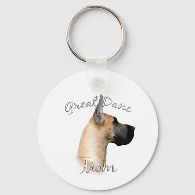 Great Dane (fawn) Mom 2 Keychain (Front)