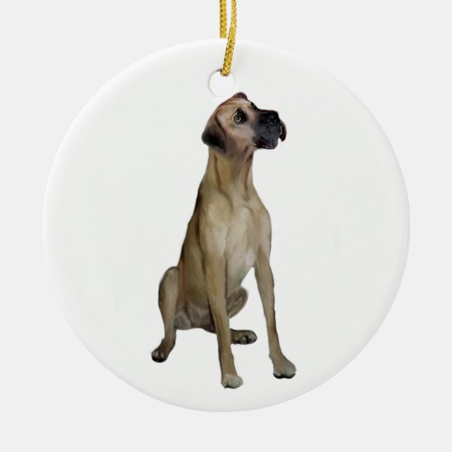 Great Dane - FawnSit - natural ears Ceramic Ornament (Front)