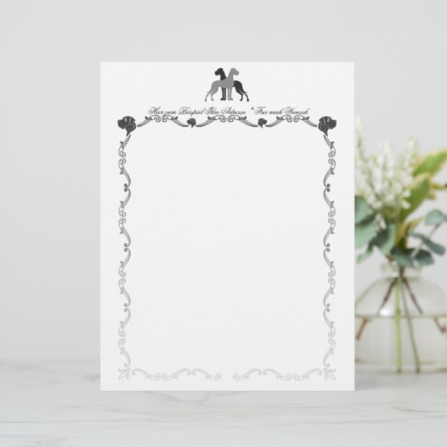 Great Dane Floral Border  (Standing Front)