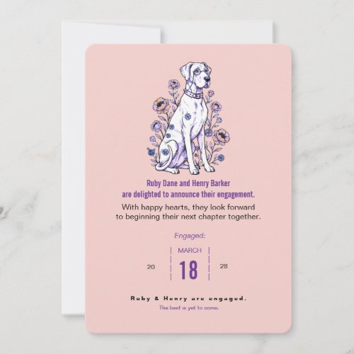 Great Dane floral Engament Invitation