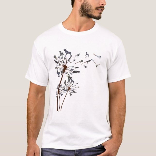 Great Dane Flower Fly Dandelion Cute Dog Lover T-Shirt (Front)