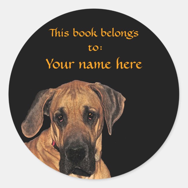 Great Dane Gentle Giant Bookplate