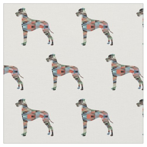 Great Dane Geometric Pattern Dog Silhouette Plaid Fabric