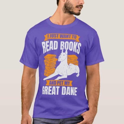 Great Dane German Mastiff Dog Reading Lover Gift T_Shirt