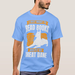 Great Dane German Mastiff Dog Reading Lover Gift T-Shirt