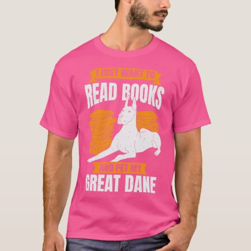 Great Dane German Mastiff Dog Reading Lover Gift T_Shirt