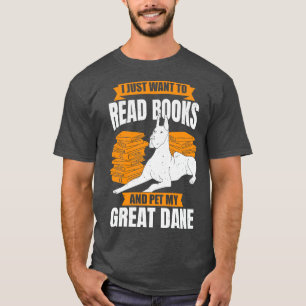 Great Dane German Mastiff Dog Reading Lover Gift T-Shirt