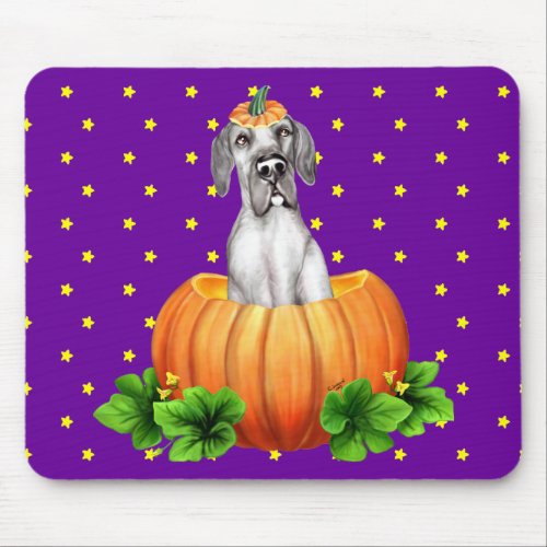 Great Dane Halloween Black UC Dane_O_Lantern Mouse Pad